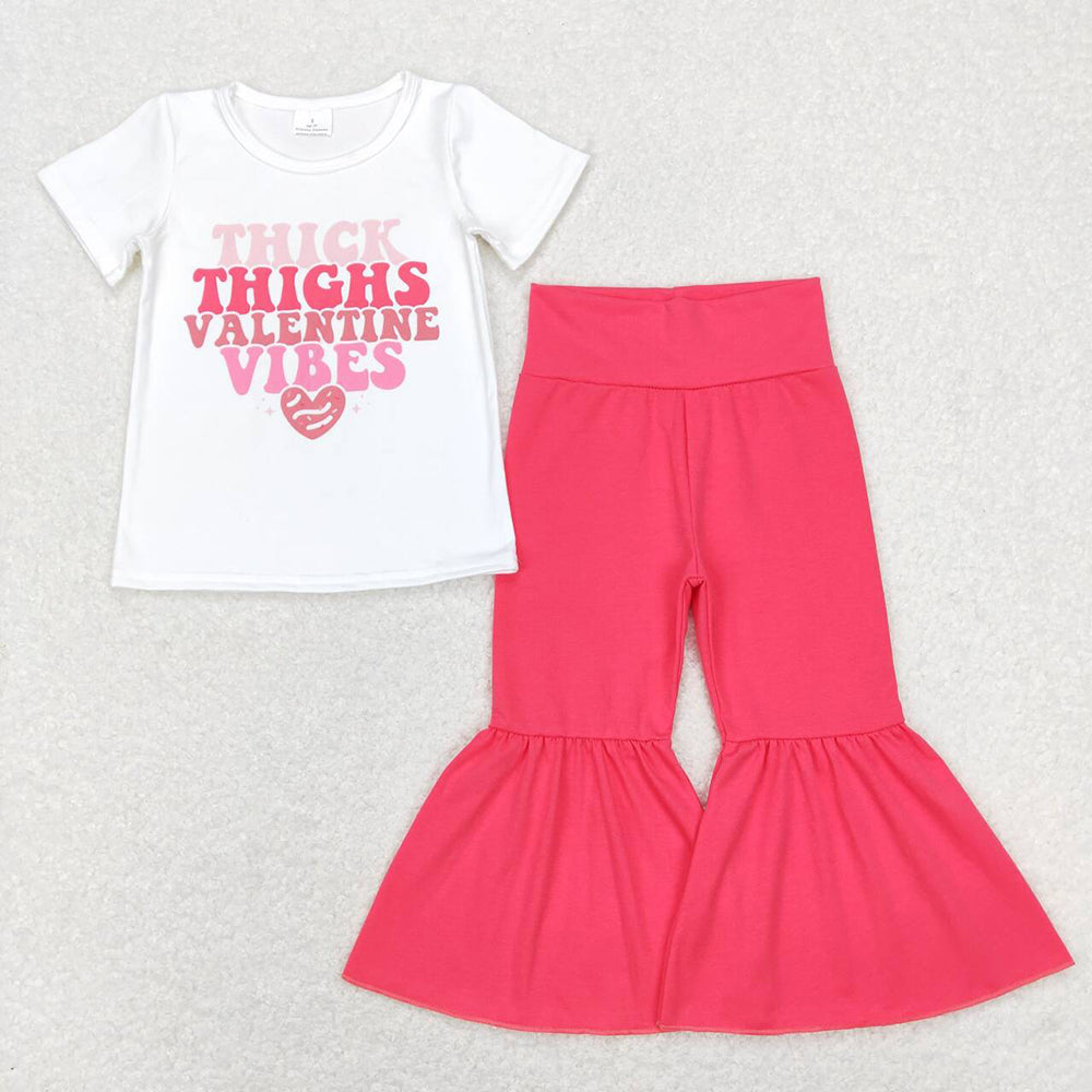 Baby Girls Thick Valentines Shirt Pink Bell Pants Clothes Sets