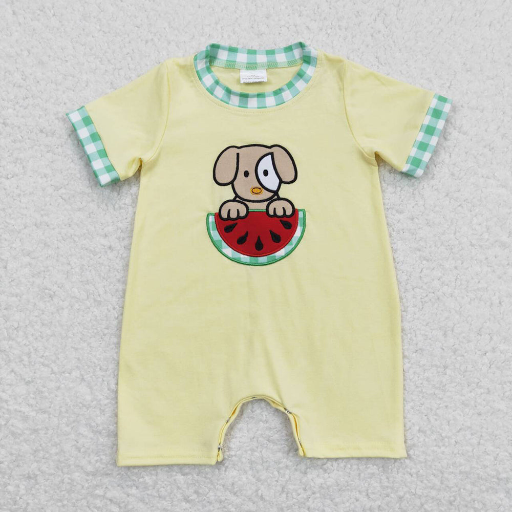 Baby Infant Boys Dog Watermelon Short Sleeve Rompers
