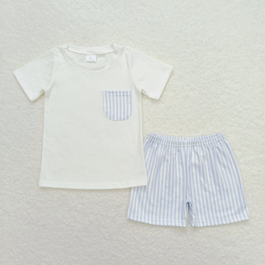 Baby Boys White Shirt Top Stripes Shorts Clothes Sets