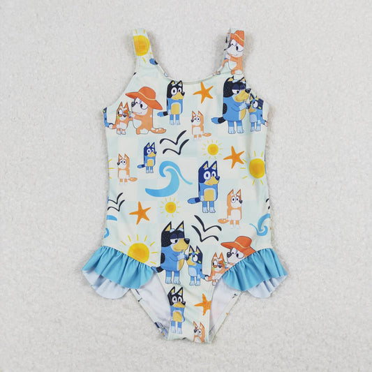 Baby Girls Dogs Family Starfish One Piece Swimsuits