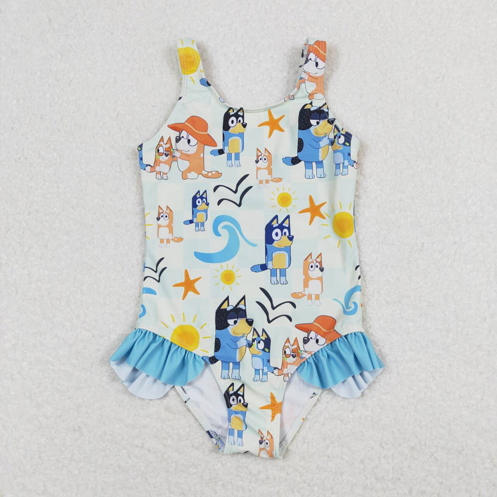 Baby Girls Dogs Family Starfish One Piece Swimsuits