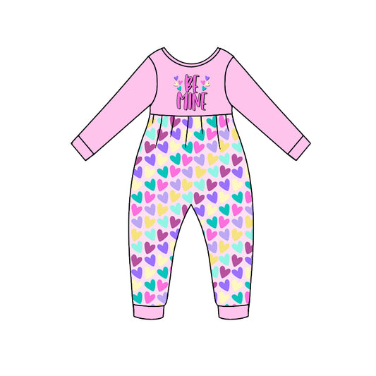 Baby Girls Valentines Be Mine Purple Hearts Rompers preorder(moq 5)