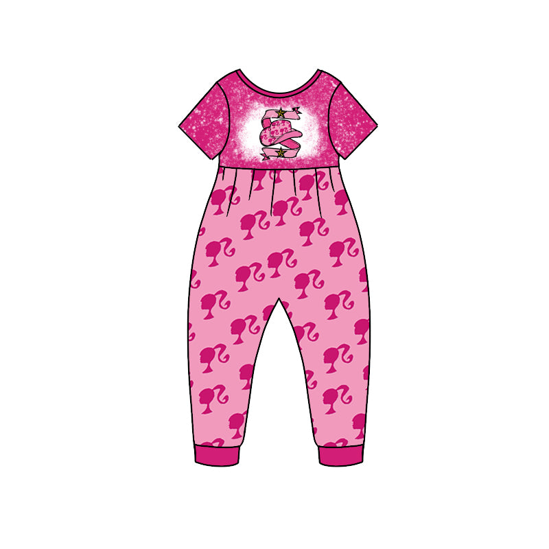 Baby Girls Pink Doll Western Short Sleeve Rompers preorder(moq 5)