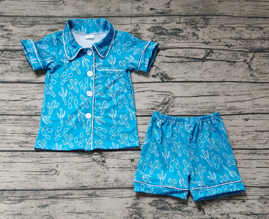 Baby Girls Western Cactus Buttons Shirt Shorts Pajamas Clothes Sets