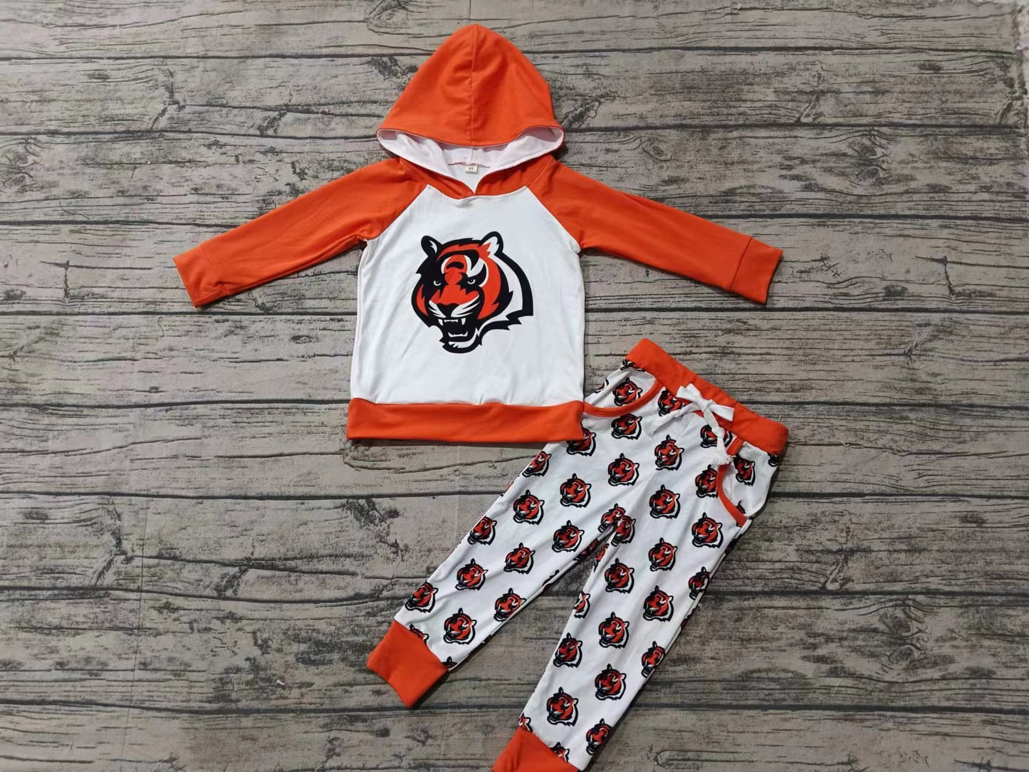 Baby Boys Tiger Team Football Hoodie Top Pants Clothes Sets preorder(moq 5)