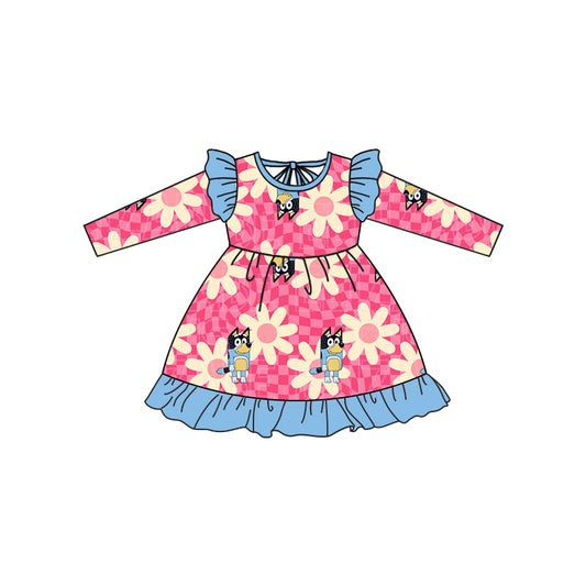 Baby Girls Flowers Dogs Ruffle Dresses preorder(moq 5)