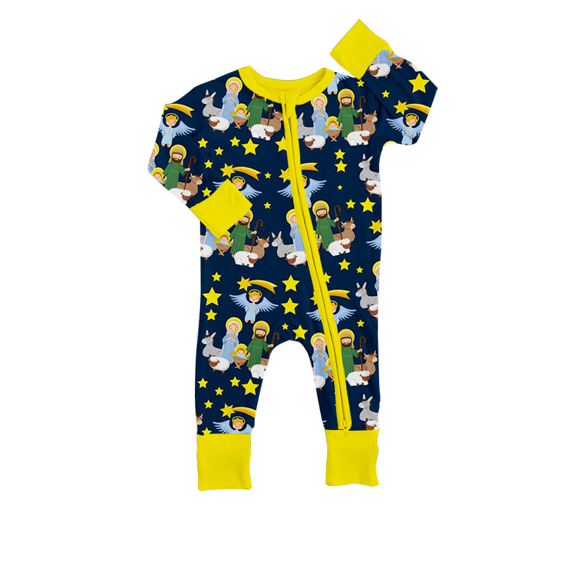 Baby Infant Boys Nativity Long Sleeve Zip Rompers preorder(moq 5)