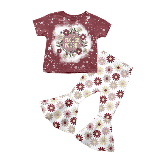 Baby Girls Flower Power Bell Pants Clothes Sets preorder(moq 5)