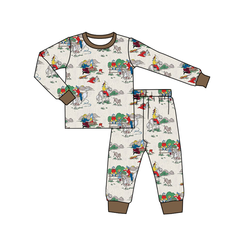 Baby Kids Western Rodeo Long Sleeve Top Pants Pajamas Sets preorder(moq 5)