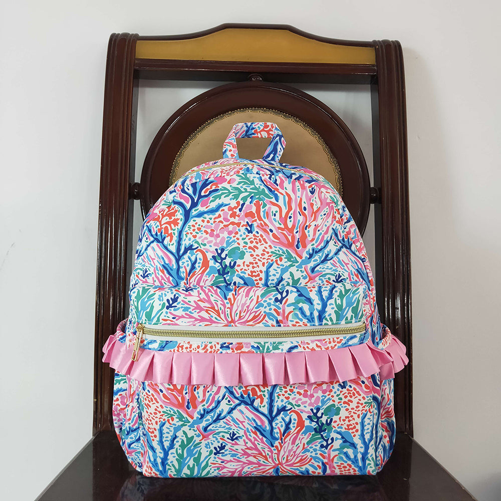 Baby Girls Pink Blue Flowers Backpack Back Bags