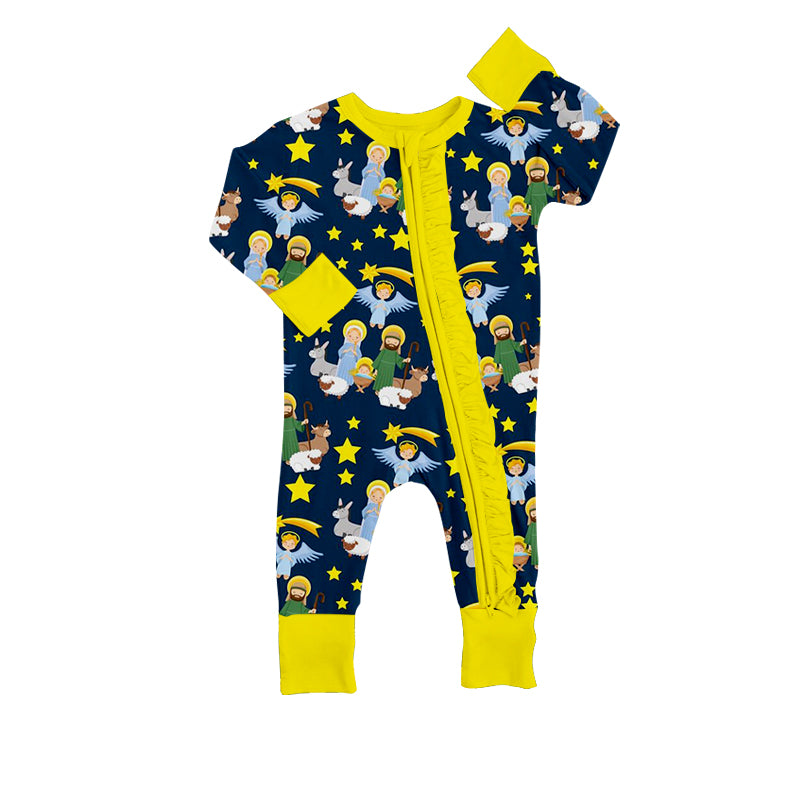 Baby Infant Girls Nativity Long Sleeve Zip Rompers preorder(moq 5)