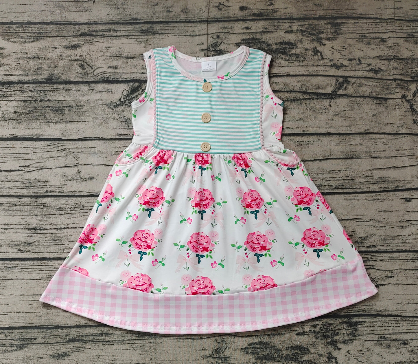 Baby Girls Sleeveless Pink Floral Ruffle Knee Length Dresses