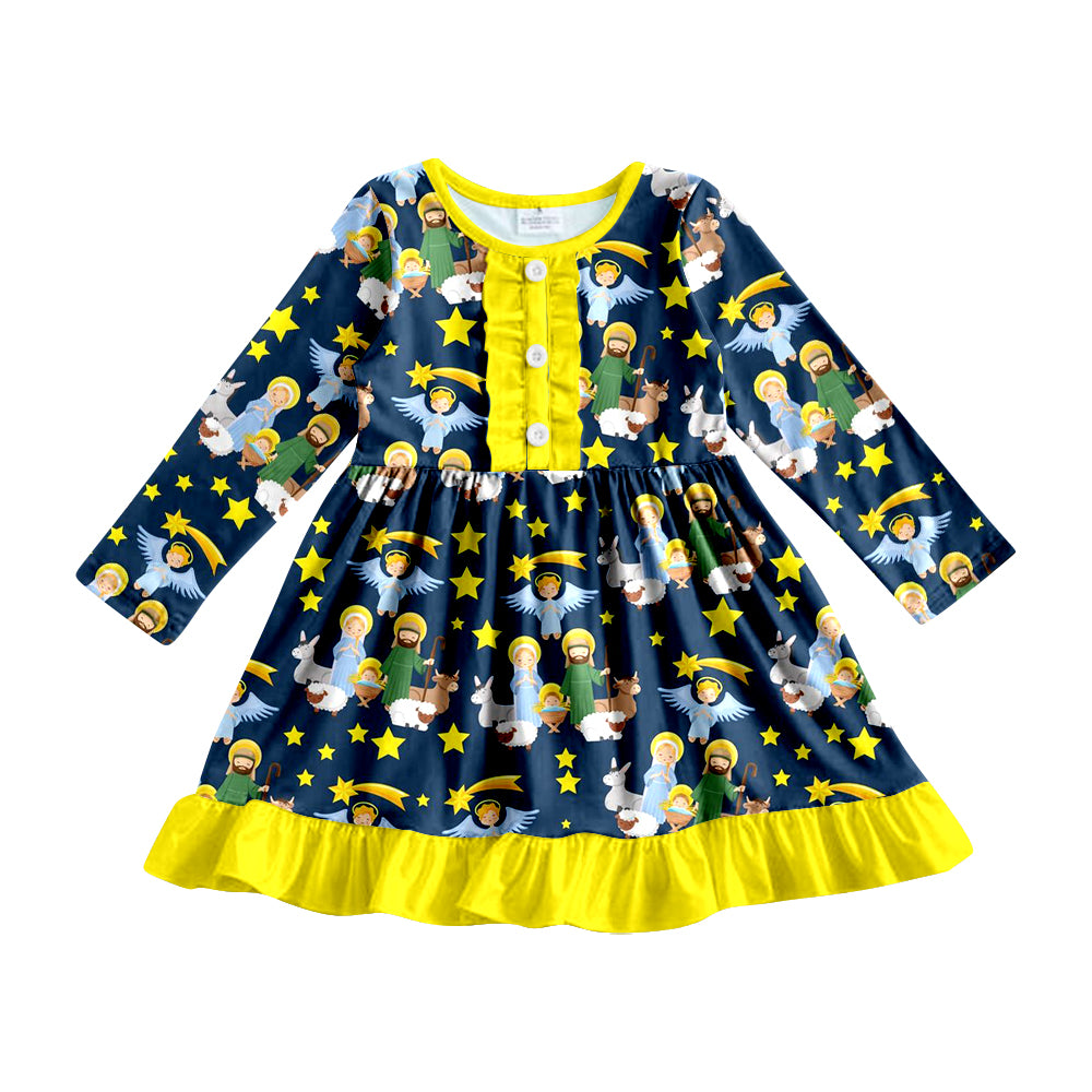 Baby Girls Christmas Nativity Long Sleeve Twirl Dresses preorder(moq 5)