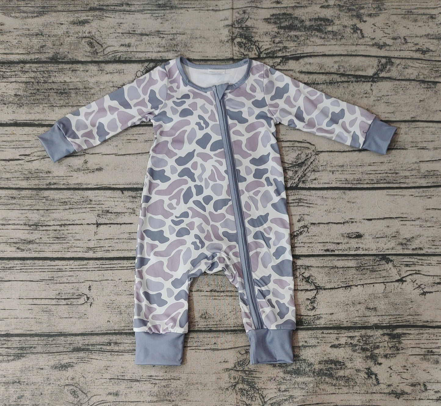 Baby Infant Boys Grey Camo Zip Sleepers Rompers