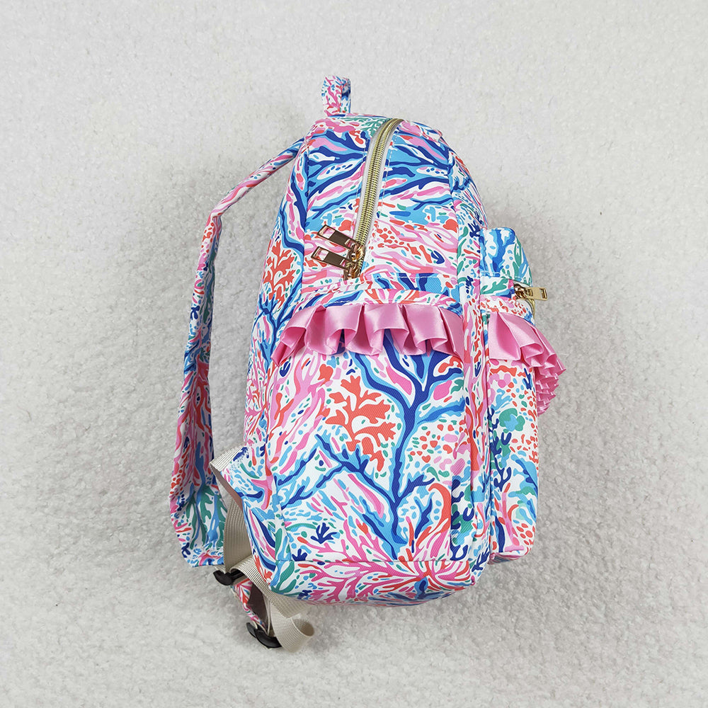 Baby Girls Pink Blue Flowers Backpack Back Bags