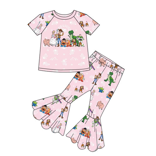 Baby Girls Pink Cartoon Toys Bell Pants Clothes Sets preorder(moq 5)