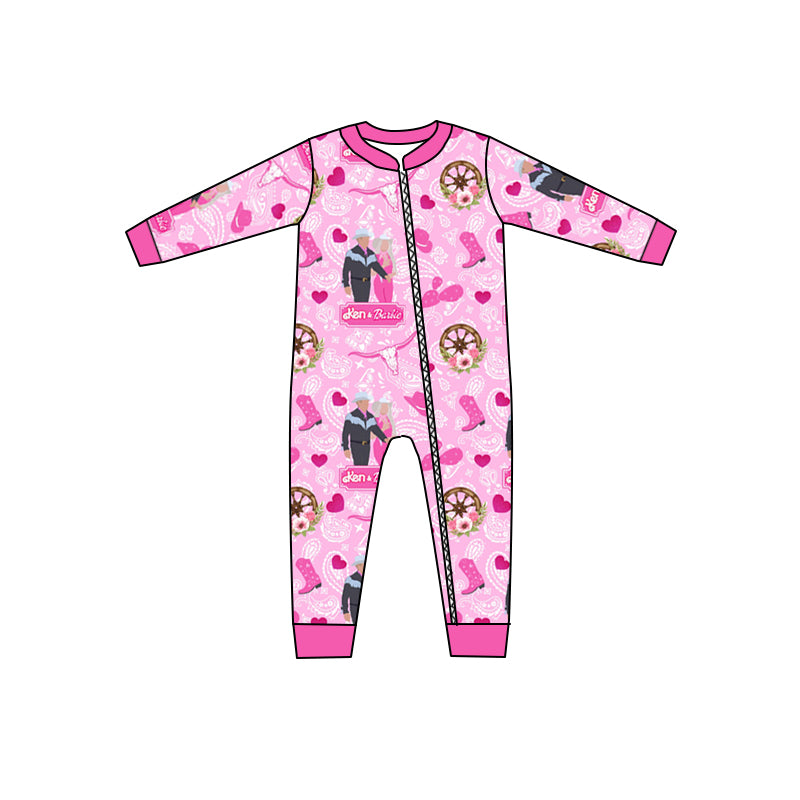 Baby Girls Doll Pink Zip Rompers preorder(moq 5)