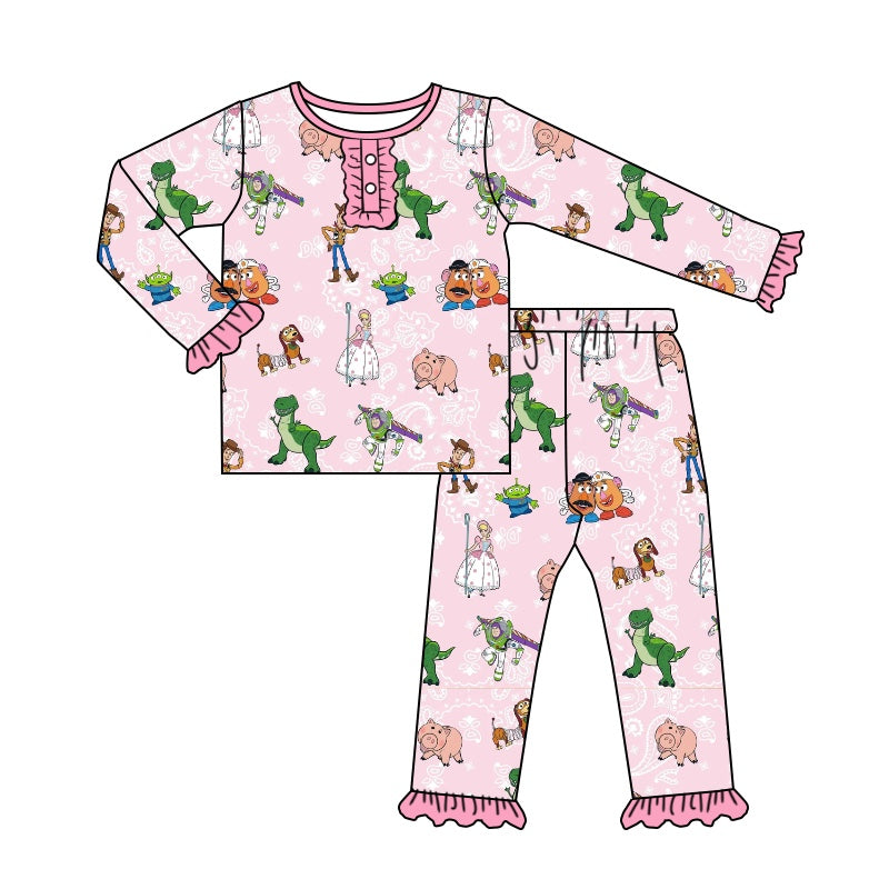 Baby Girls Pink Cartoon Toys Pajamas Clothes Sets preorder(moq 5)