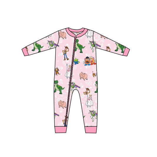 Baby Girls Cartoon Toys Pink Long Sleeve Zip Rompers preorder(moq 5)