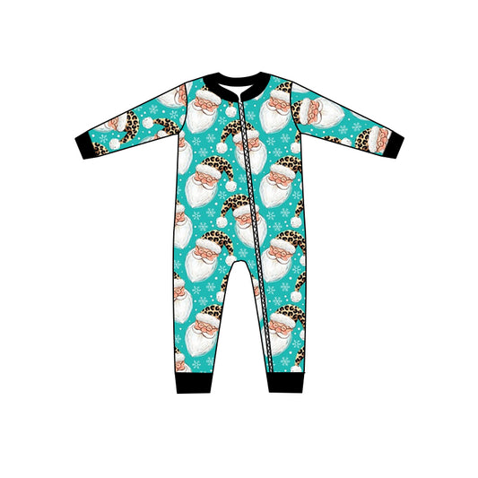 Baby Kids Christmas Santa Leopard Zip Rompers preorder(moq 5)