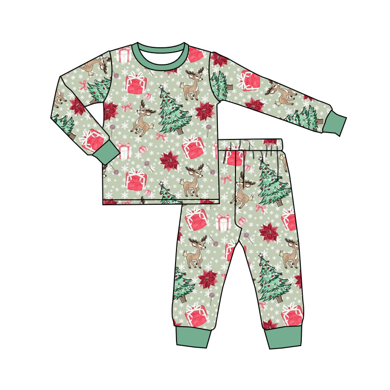 Baby Boys Christmas Present Deer Pajamas Clothes Sets preorder(moq 5)