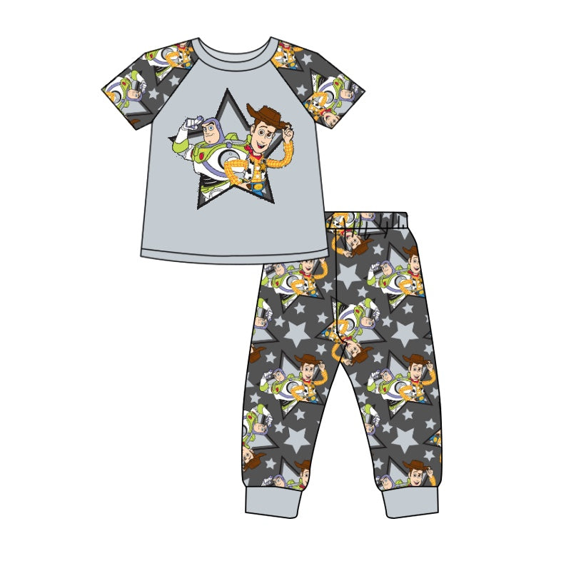 Baby Boys Cartoon Toys Gray pants Clothes Sets preorder(moq 5)