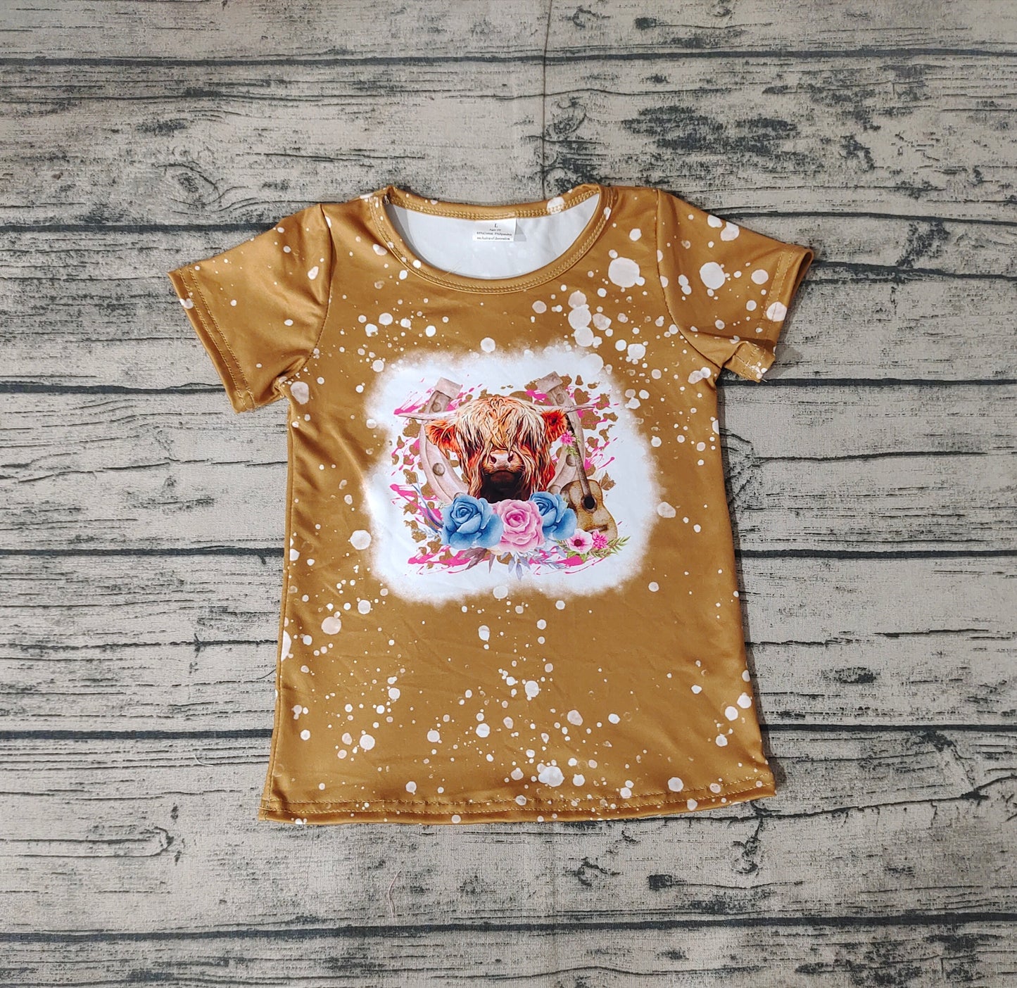 Baby Girls Highland Cow Flowers Tee Shirts Tops