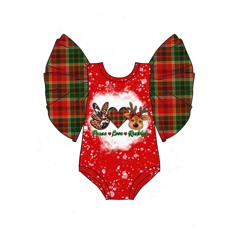 Christmas Deer Baby Infant Flutter Sleeve Rompers preorder(moq 5)