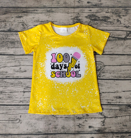 Baby Girls 100 Days Of School Short Sleeve Tee Shirts Tops