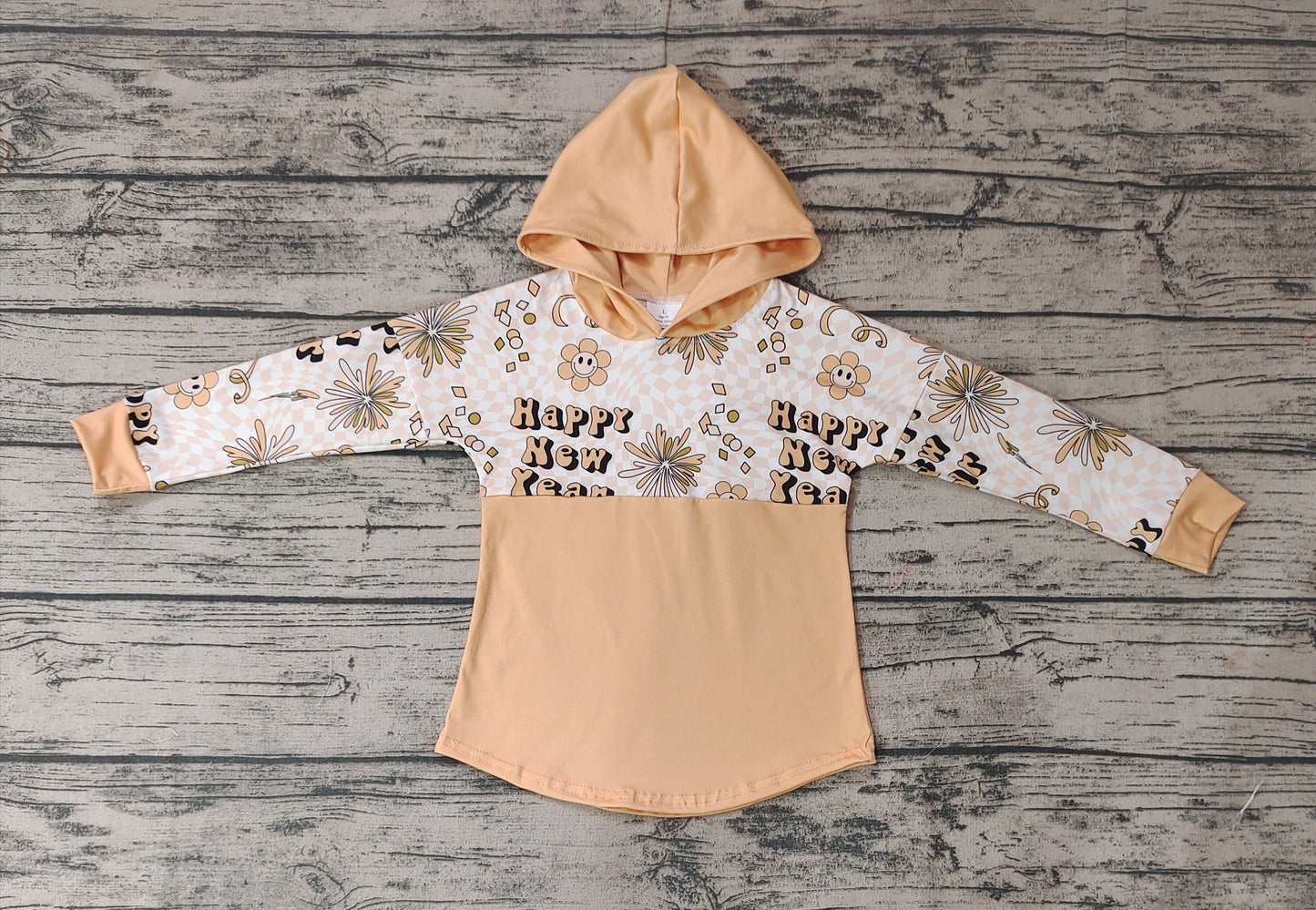 Baby Kids Happy New Year Hooded Long Sleeve Tops