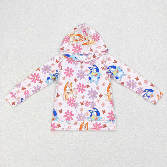 Baby Girls Hooded Flowers Dogs Shirts Tops