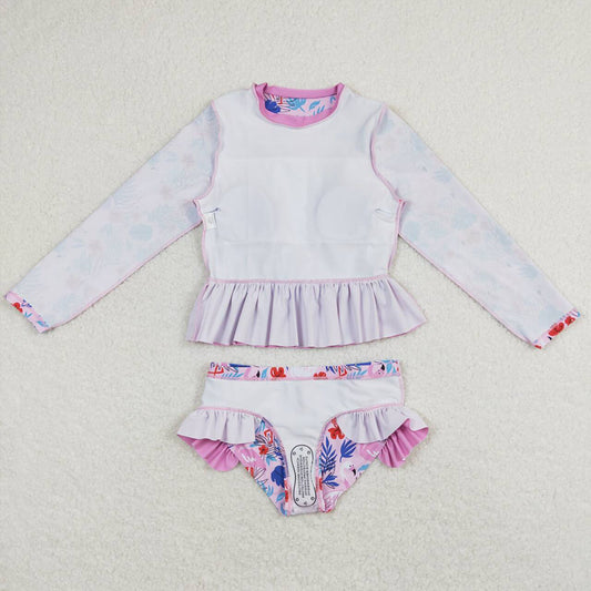 Baby Girls Pink Flamingo Long Sleeve Top Bummie Swimsuits