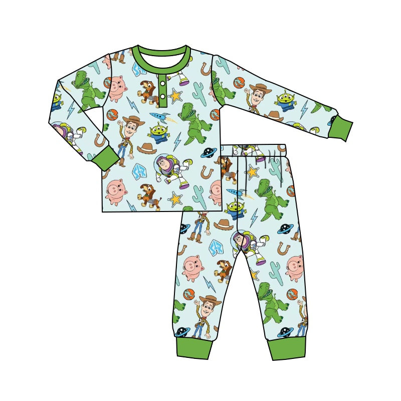 Baby Boys Cartoon Toys Green Pajamas Clothes Sets preorder(moq 5)