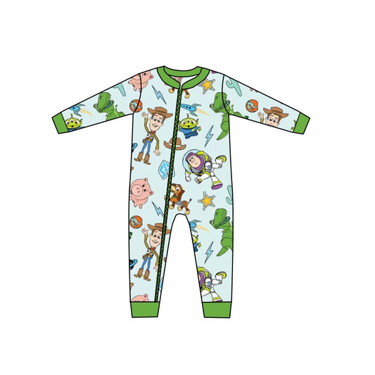 Baby Boys Cartoon Toys Green Zip Rompers preorder(moq 5)