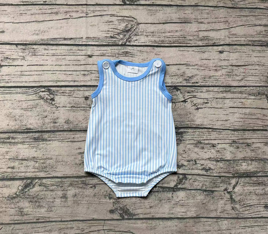 Baby Infant Boys Blue Stripes Sleeveless Rompers