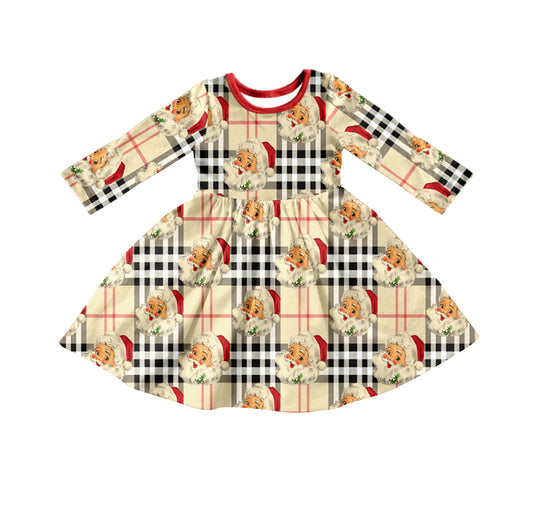 Baby Girls Christmas Santa Plaid Twirl Dresses preorder(moq 5)