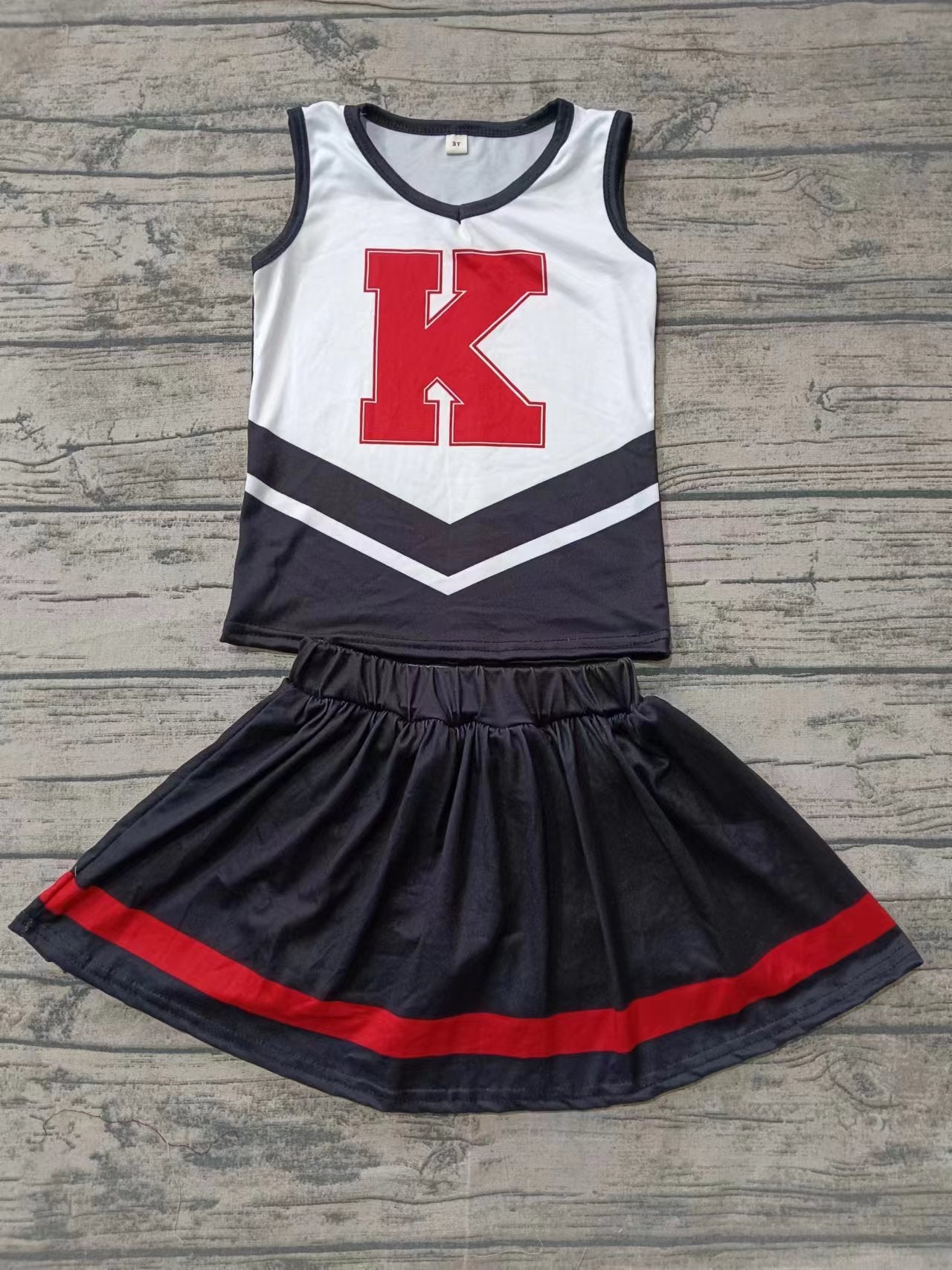 Baby Girls K Cheer Team Tee Shirt Skirts Clothes Sets preorder(moq 5)