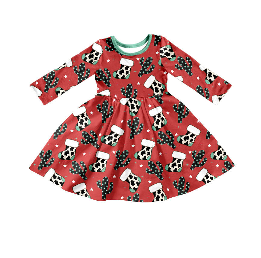 Baby Girls Christmas Socks Cactus Twirl Dresses preorder(moq 5)