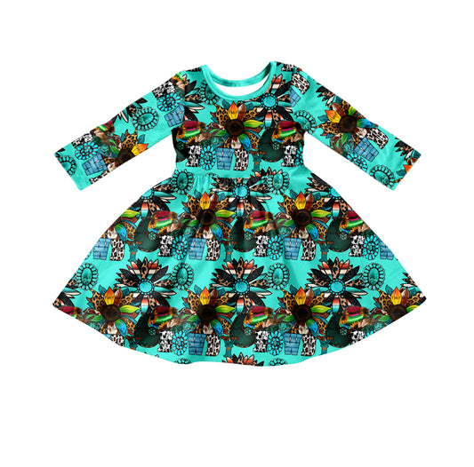 Baby Girls Howdy Flowers Twirl Dresses preorder(moq 5)