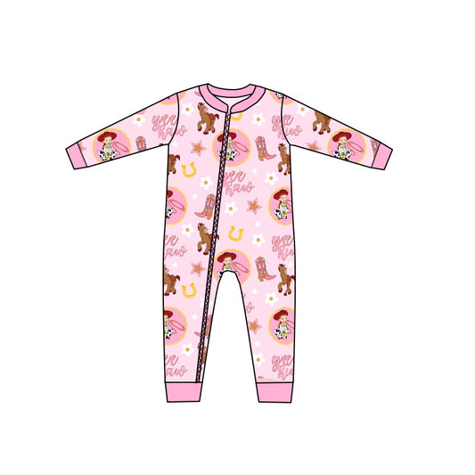 Baby Girls Cartoon Toys Pink Zip Rompers preorder(moq 5)