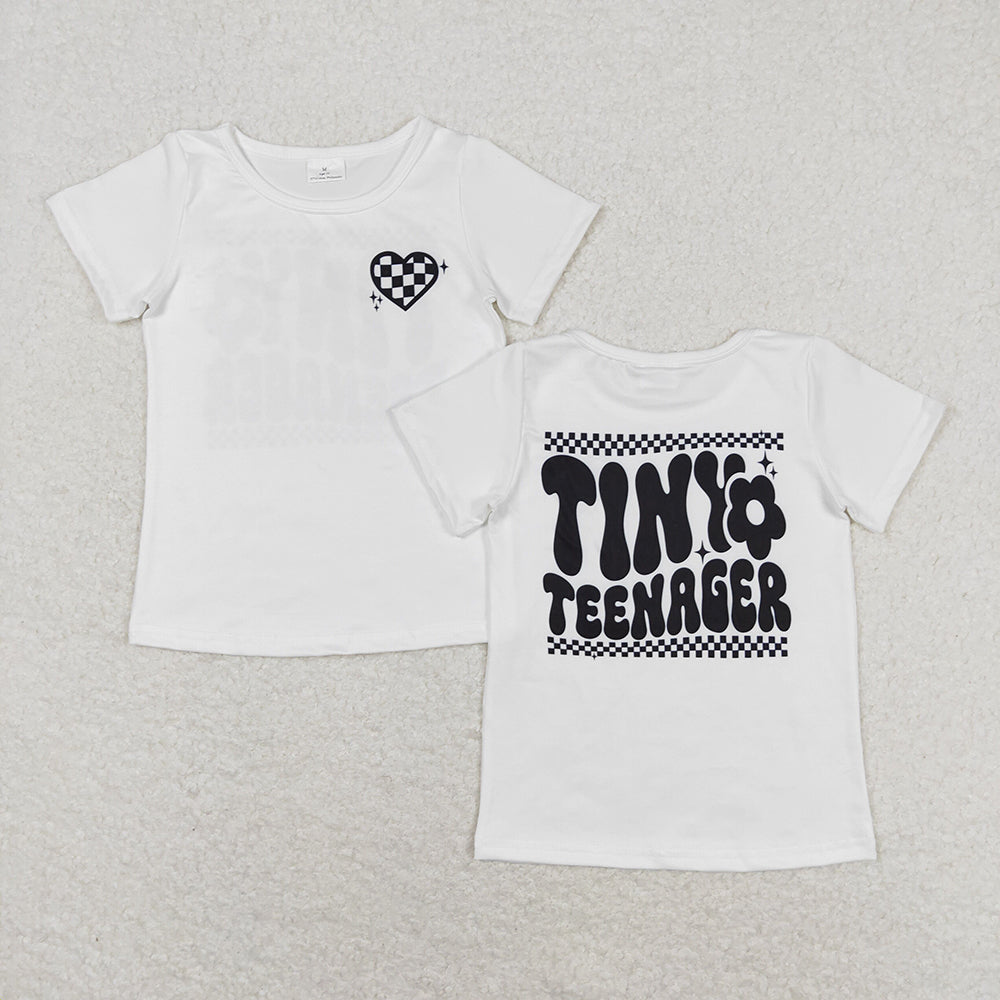 Baby Girls Toddler Black Short Sleeve Tiny Teenager Tee Shirts Tops