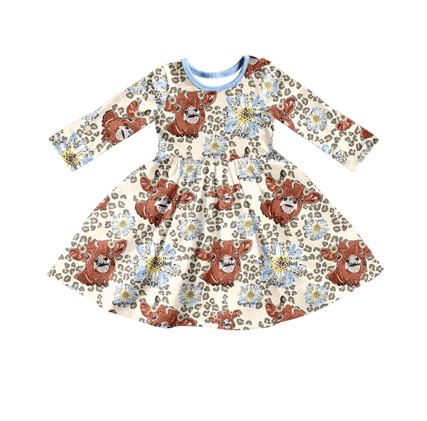 Baby Girls Leopard Cows Flowers Twirl Dresses preorder(moq 5)