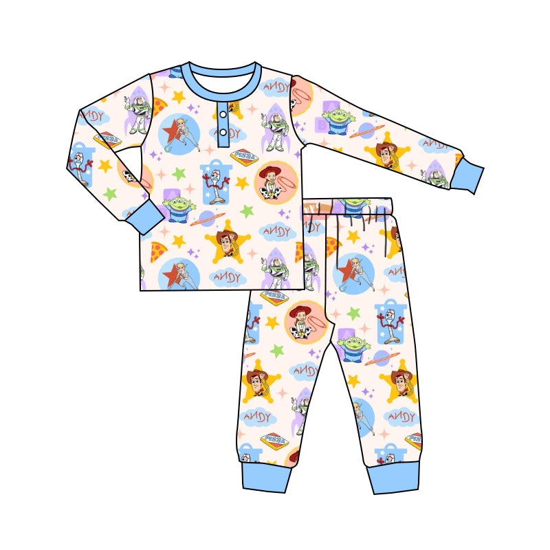 Baby Kids Cartoon Toys Blue Pajamas Clothes Sets preorder(moq 5)