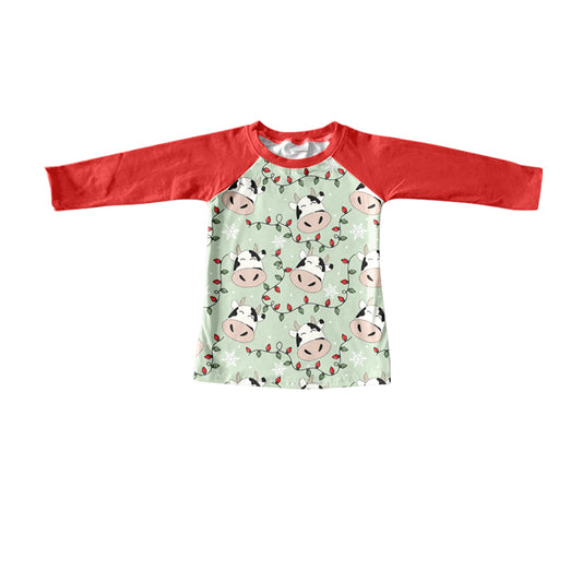 Baby Boys Light Cow Christmas Raglan Tee Shirts preorder(moq 5)