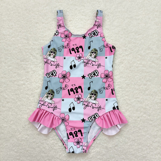 Baby Girls Summer Pink Singer 1989 Ruffle Swimsuits