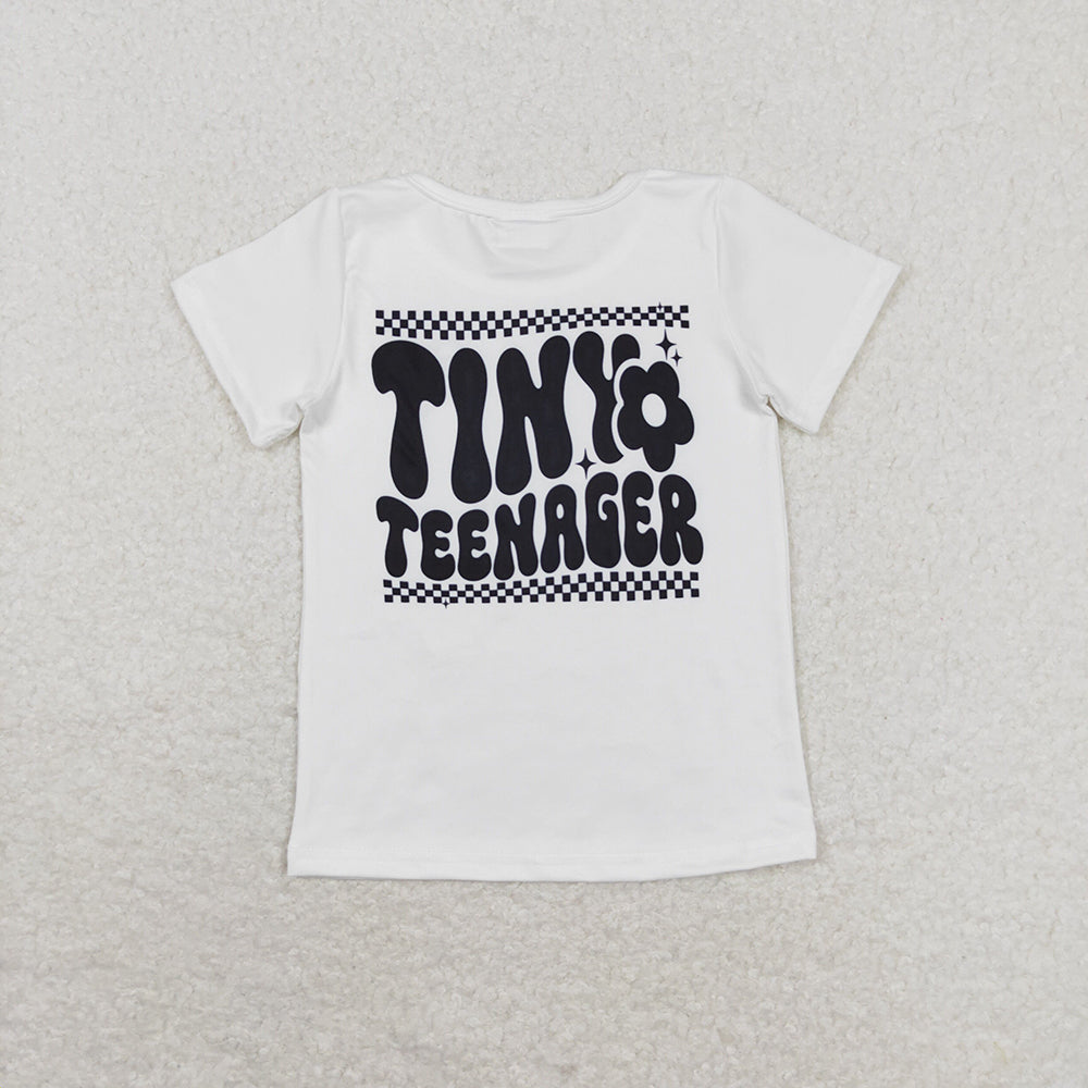Baby Girls Toddler Black Short Sleeve Tiny Teenager Tee Shirts Tops