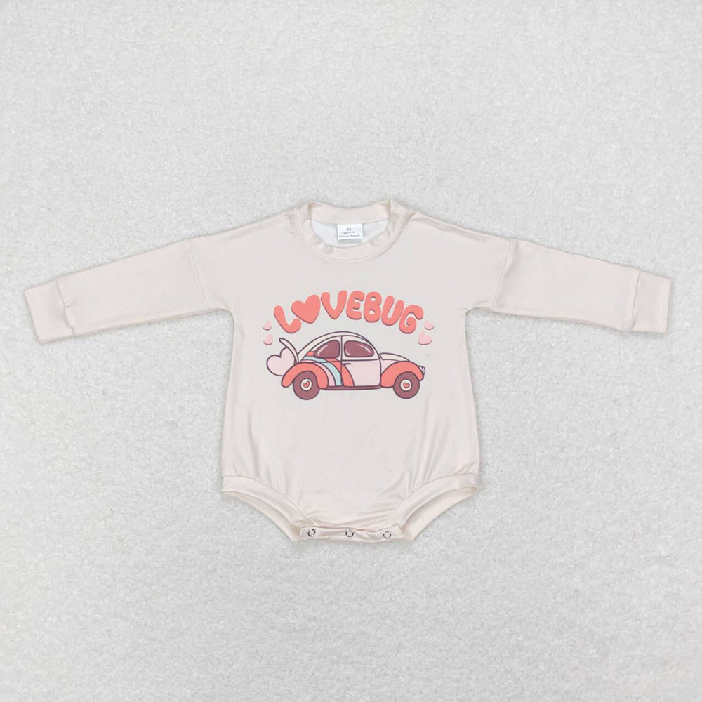 Baby Infant Boys Girls Lovebug Cars Long Sleeve Valentines Rompers