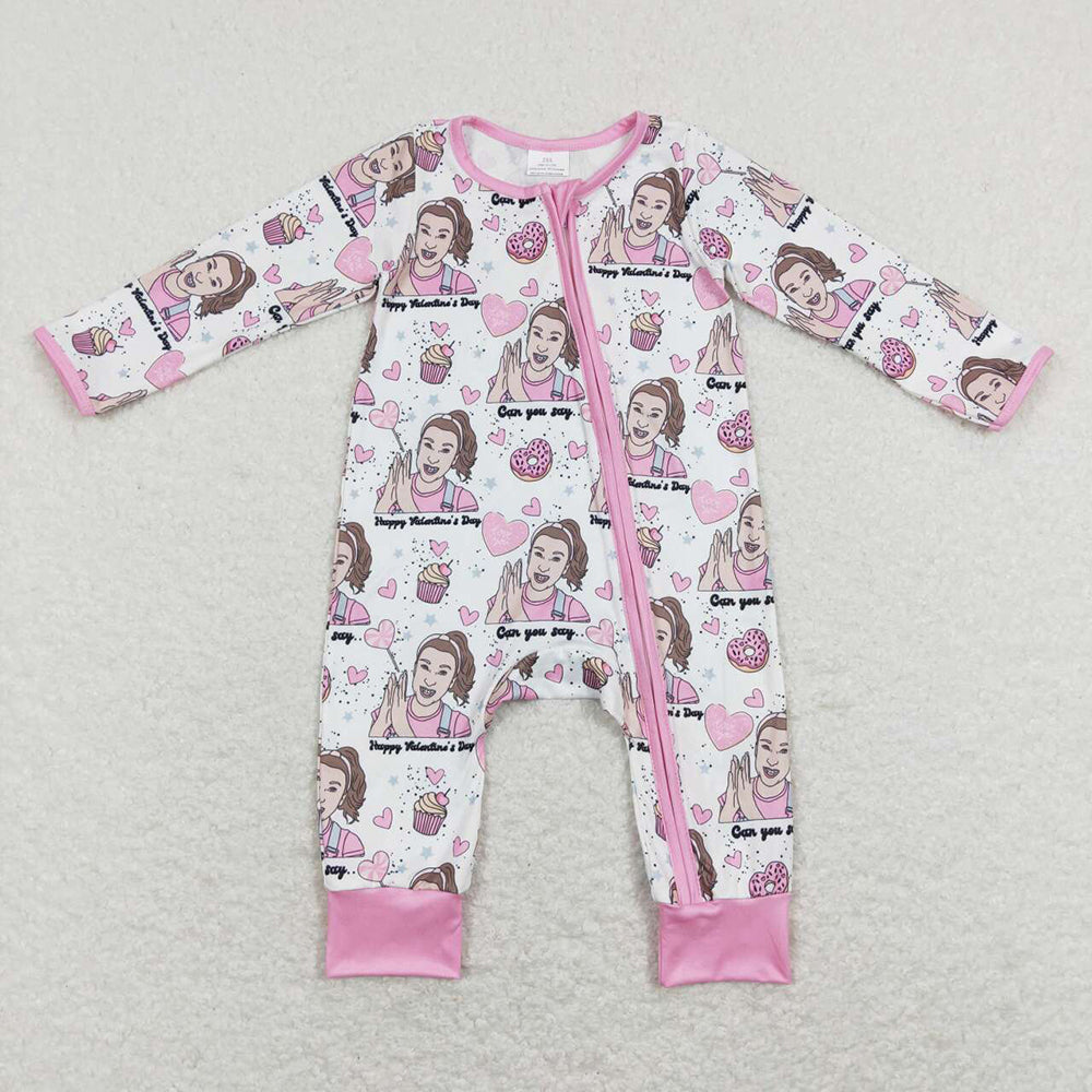 Baby Infant Girls Donuts Teacher Long Sleeve Zip Rompers