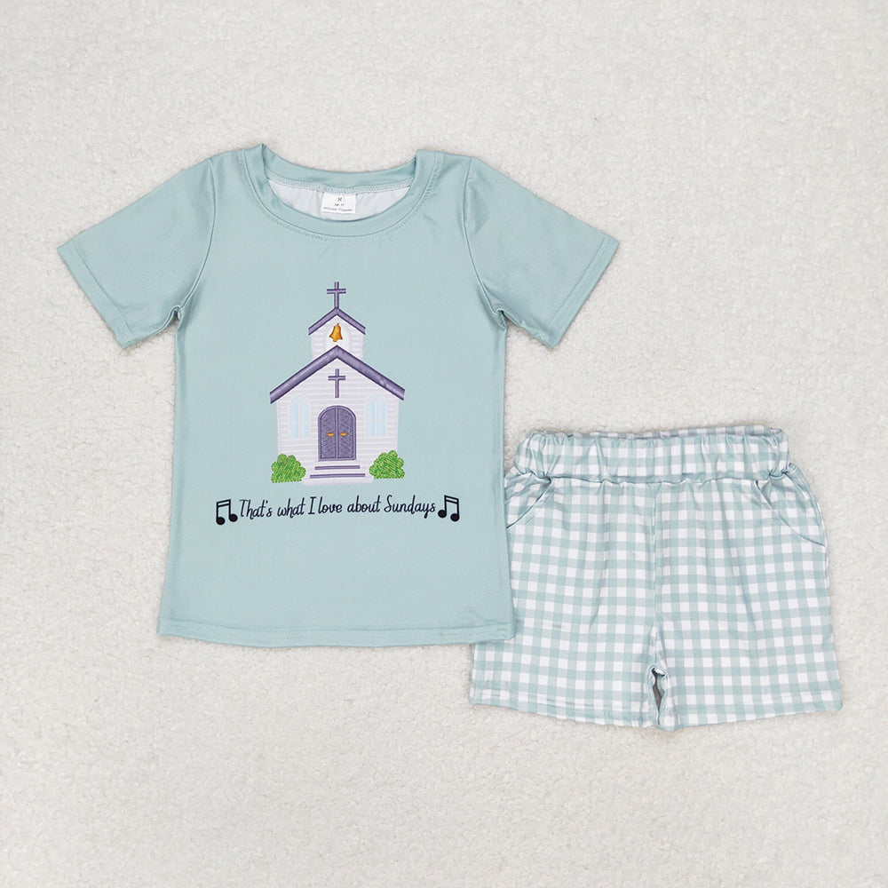 Baby Boys Church Shirt Top Checkered Pockets Shorts Clothes Sets