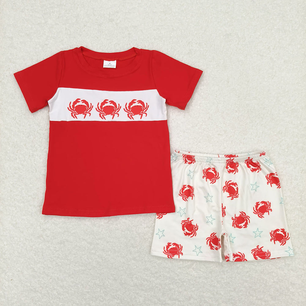 Baby Girls Boys Crabs Sibling Ruffle Shorts Rompers Clothes Sets